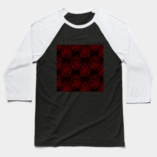 Red Dark Royal Ornament Pattern Baseball T-Shirt